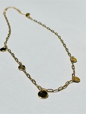 Gold Disc Charm Link Necklace